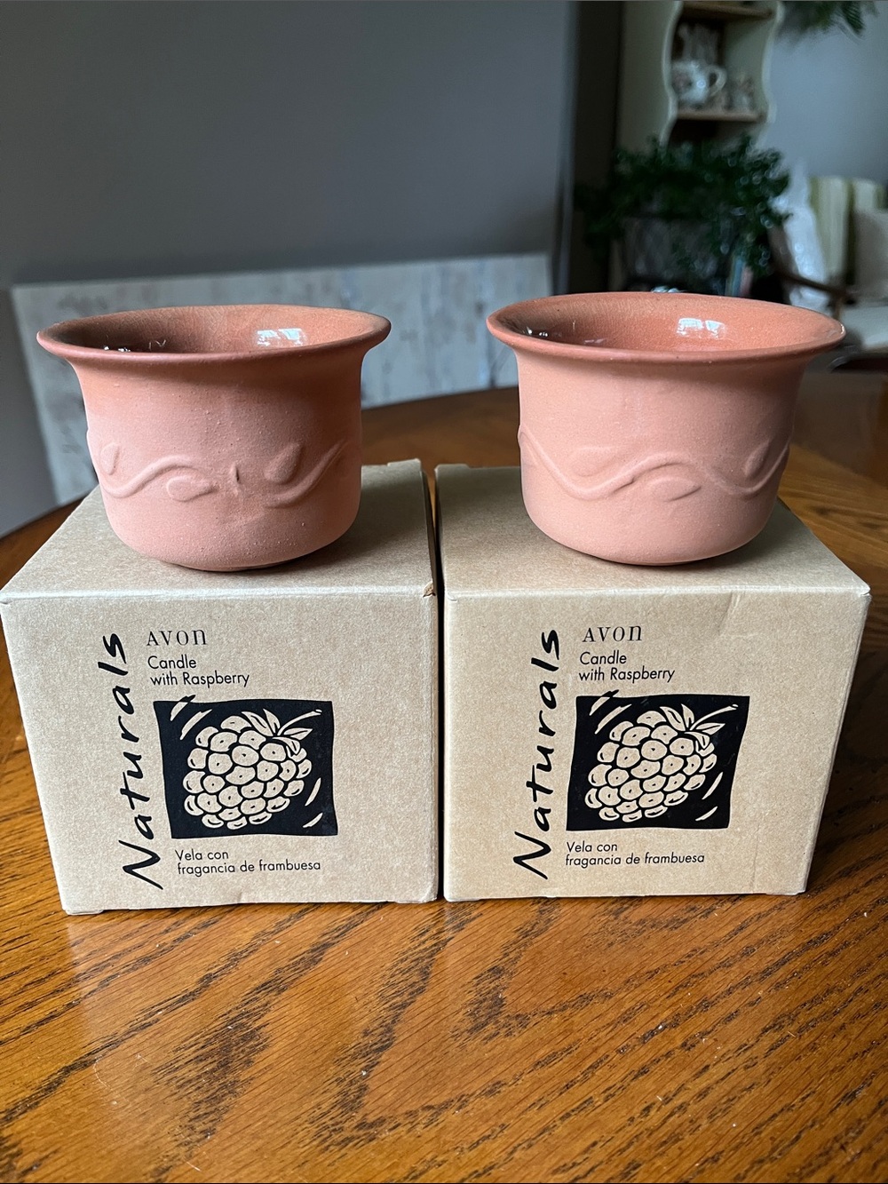 Avon Raspberry-Scented Ceramic Votive Pair in Terracotta